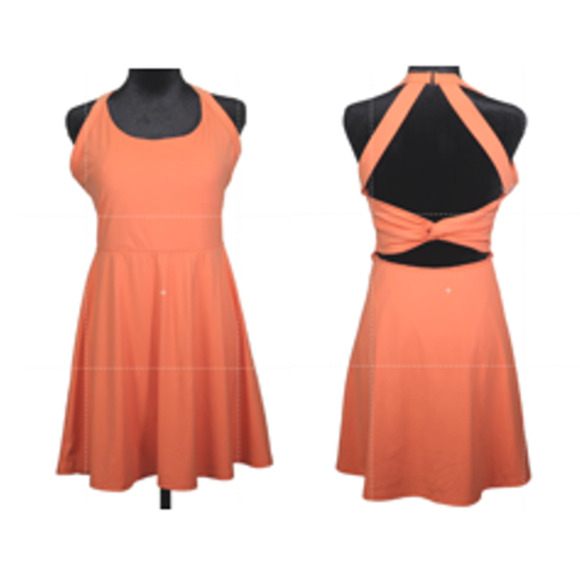HALARA Dresses & Skirts - Halara Backless Twisted Active Dress with Shorts - Size Large - Dusty Orange-NWT